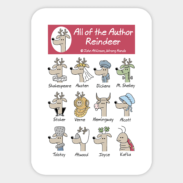 All of the Author Reindeer Sticker by WrongHands